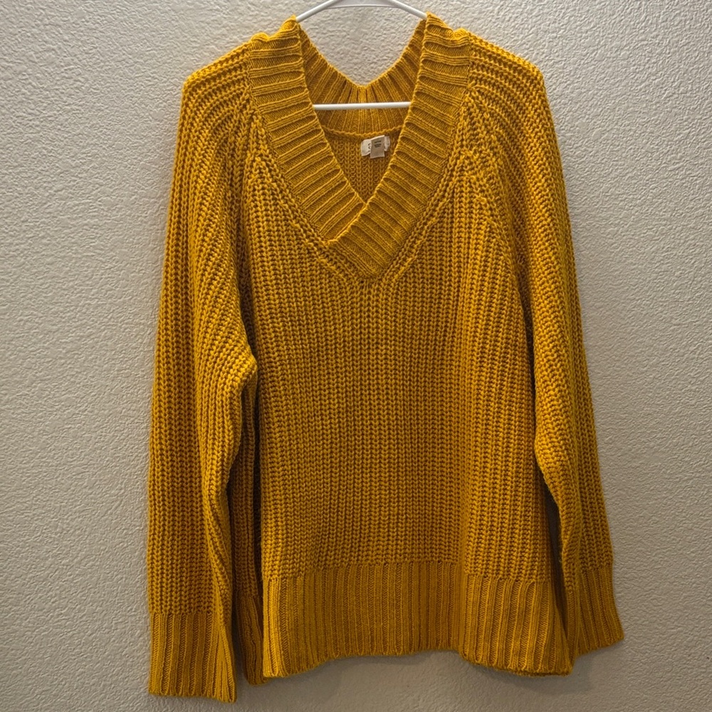 a.n.a Mustard V-Neck Sweater